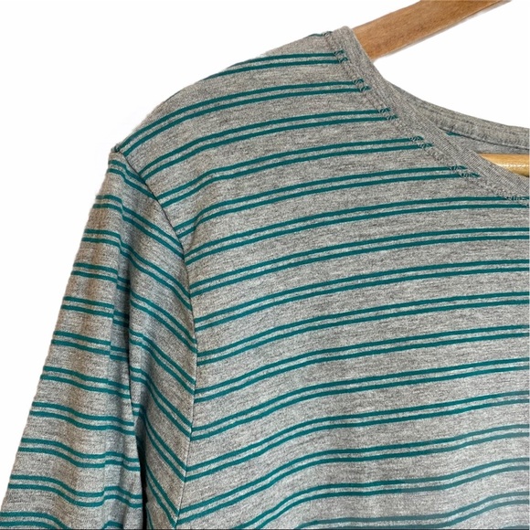 Hanes Green Gray Stripes Crew Neck Knit Long Sleeve Henley Top Plus Size XXL - Picture 7 of 13